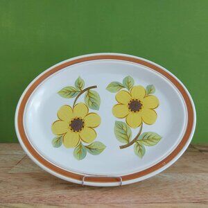 Vintage Royal Doulton Summer Days Large Yellow Flower Vegetable Meat Platter